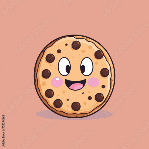 Cute cookie cartoon character flat vector food illustration design