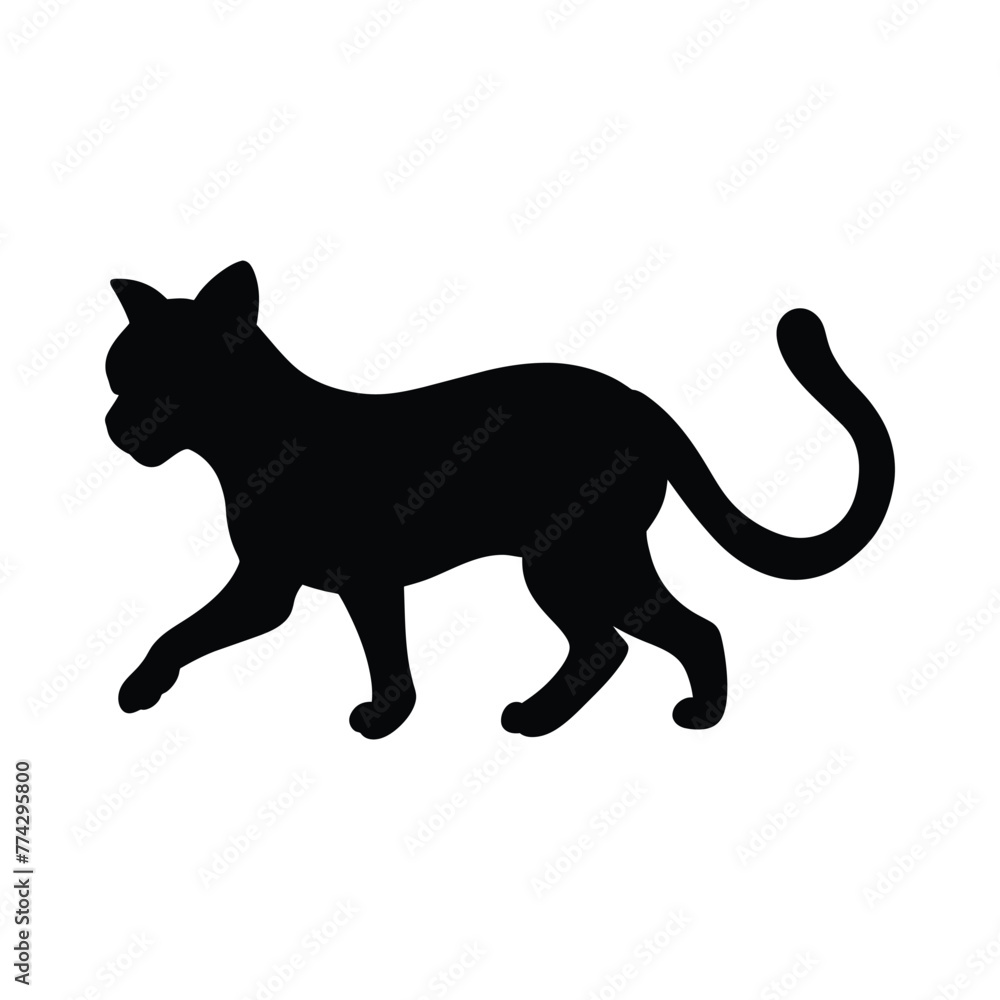 silhouette of a ocelot animal on white