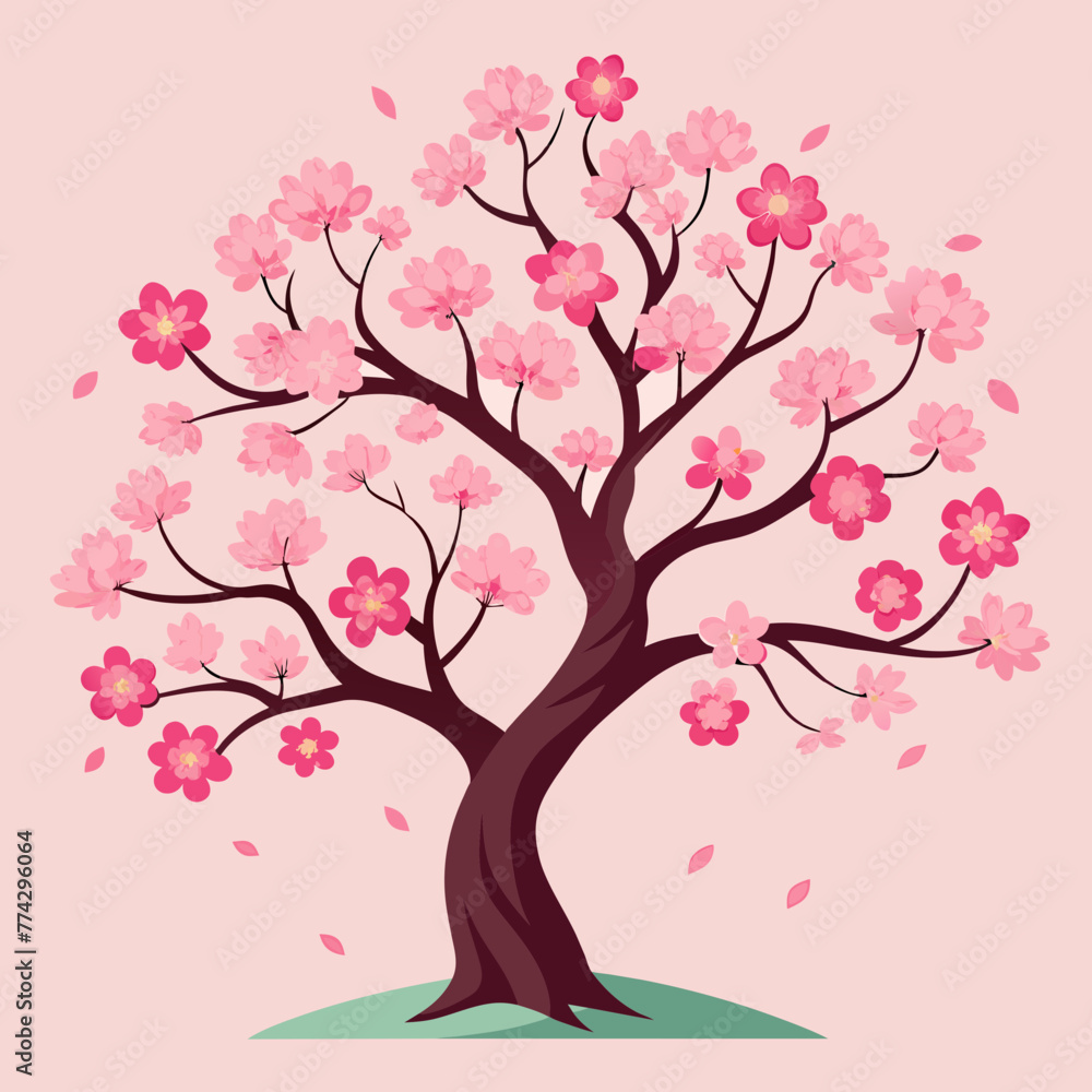 Fototapeta premium Minimalist simple cute sun silhouette cherry tree sunburst butterfly border frame basketball character Car tree book logo tshirt ai victor silhouette graphic elemant design illustration