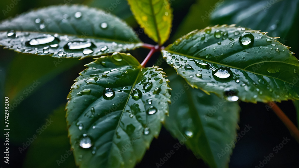 Water drops on a leaf. Water drops on a leaf.