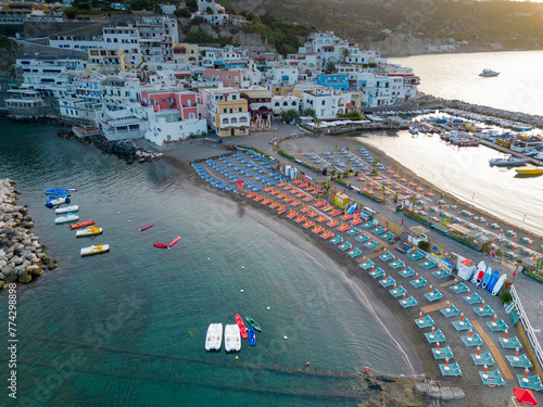 Vista aerea dell’alba al Borgo Sant'Angelo a Ischia nel comune di Serrana Fontana.Un borgo di pescatori in un isola a Napoli photo