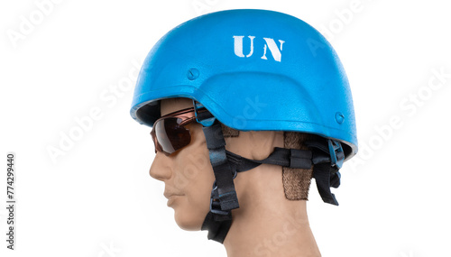 blue  helmet UN isolated on white background © serikbaib