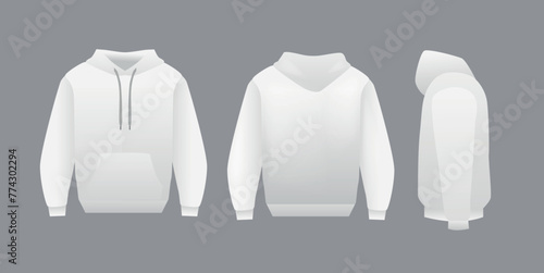 Blank white hoodie template. Long sleeve sweatshirts template with clipping path, gosh for printing.