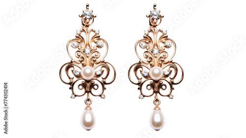 A pair of elegant earrings adorned with lustrous pearls and dazzling diamonds