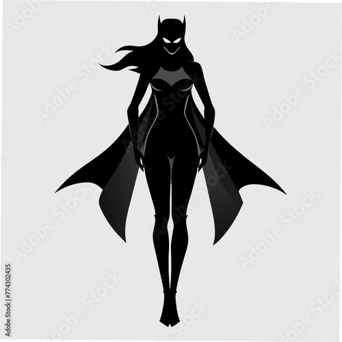 Female Superhero Silhouette With Cape In Action Poses, Vector graphics element Illustration Design photo