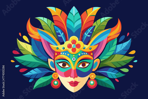 Carnival Mask: An elaborate and colorful carnival mask vector, representing the vibrant and festive spirit of Brazil's Carnival celebrations