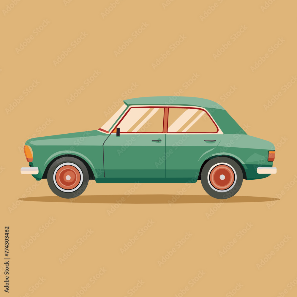 Minimalist Vintage Car, Vector graphics element Logo design silhouette illustration