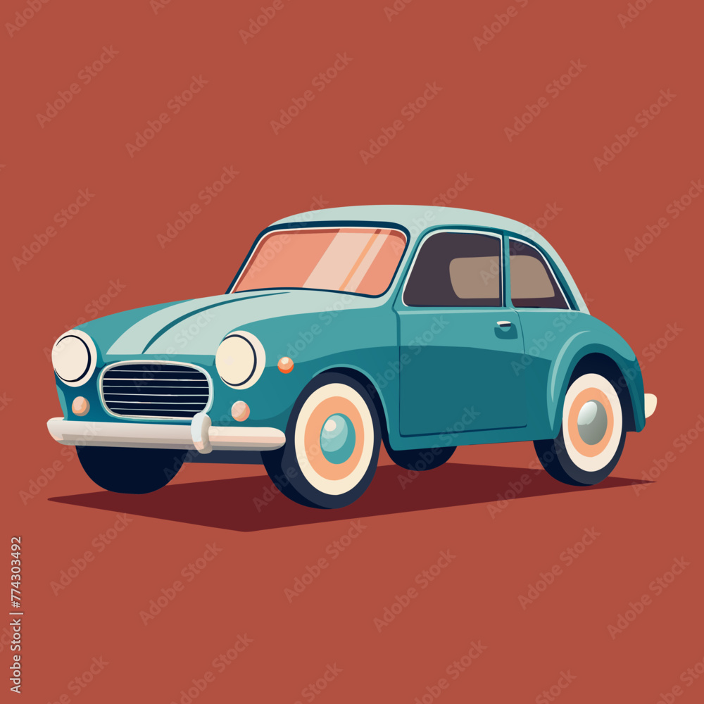 Minimalist Vintage Car, Vector graphics element Logo design silhouette illustration