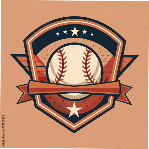 Minimalist Vintage Style baseball Emblem, Vector graphics element Logo design silhouette illustration