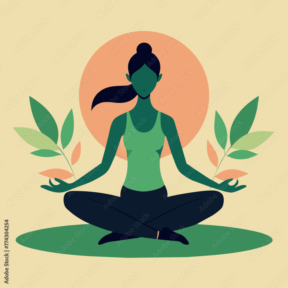 Minimalist Woman Yoga Meditation, Vector graphics element silhouette illustration Minimalist Woman Yoga Meditation, Vector graphics element silhouette illustration