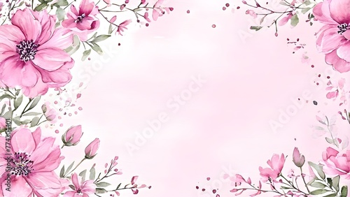 Flowers on pink background with space for text. Greeting card for Valentine's Day, birthday, wedding, anniversary or Mother's Day 