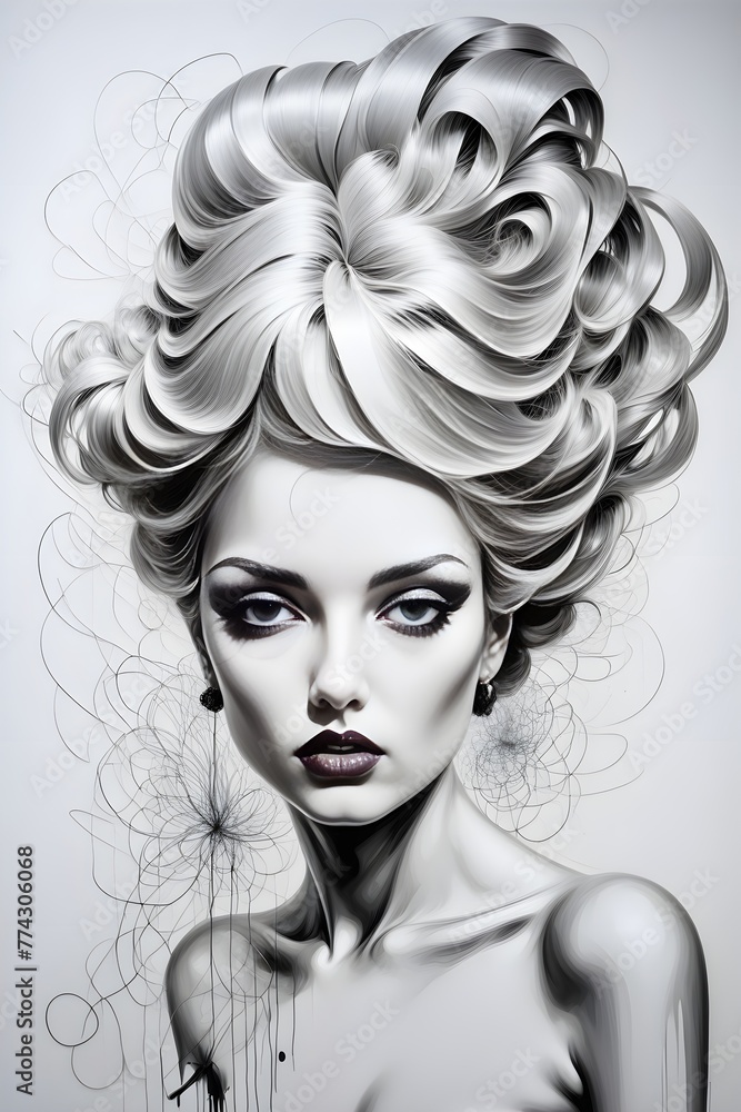 Fototapeta premium Wall painting in the style of avant-garde and minimalism. Portrait abstraction.