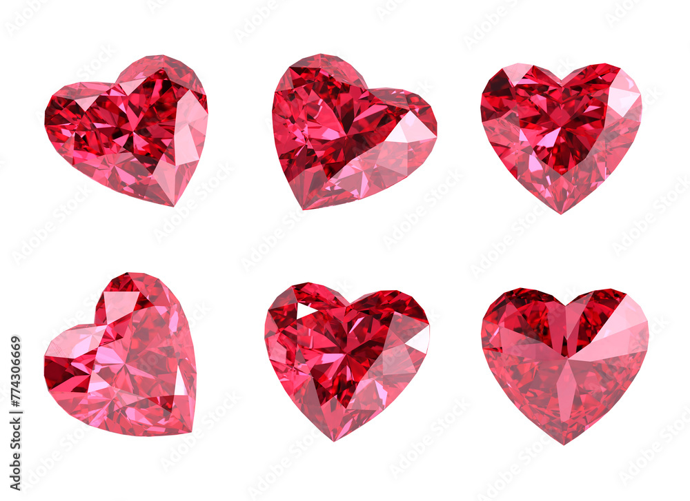 Heart shape diamonds ruby isolated on background 3d Rendering	
 - obrazy, fototapety, plakaty 