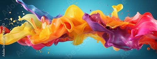 Experience the magic of creativity unfold before your eyes with a captivating 3D rendition of swirling paint splashes, inviting you to explore boundless possibilities.