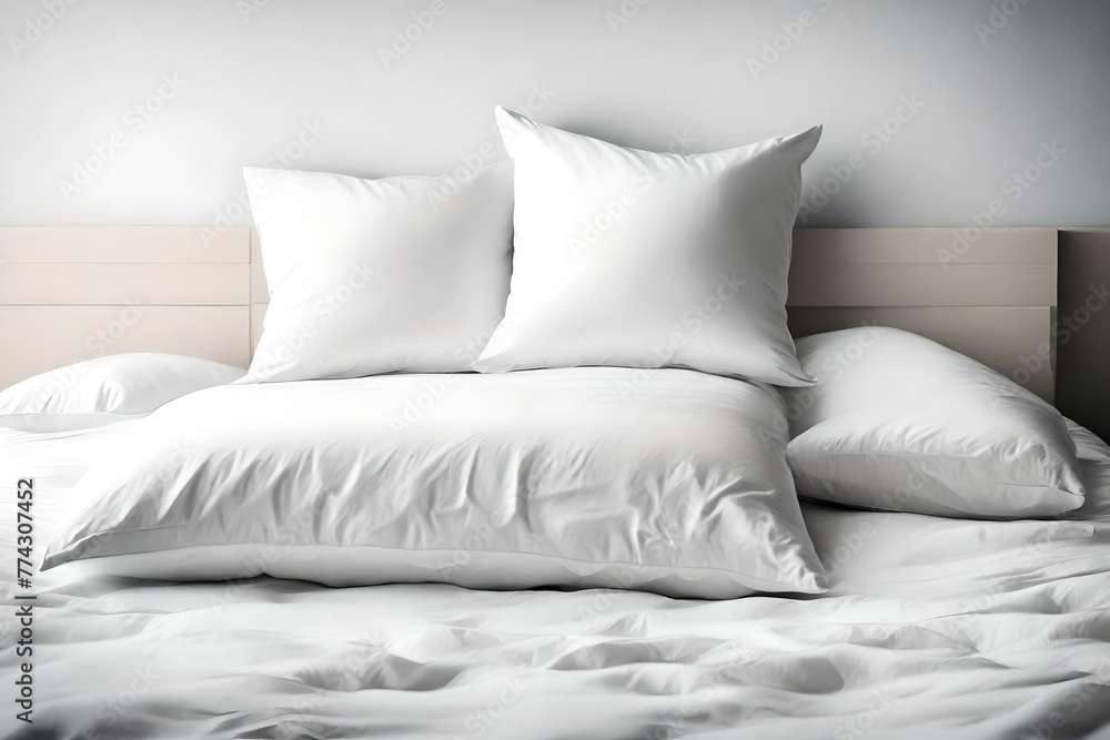 Pillow on bed with blank copy space Pillow on bed with blank copy space