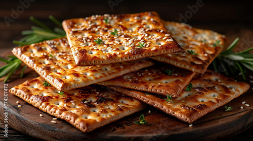 stack of square matzah for passover day 