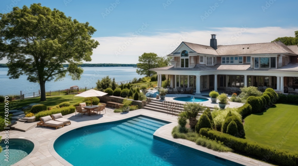Mediterranean inspired villa with a sprawling garden and a private beach access in the exclusive Hamptons, New York Mediterranean inspired villa with a sprawling garden and a private beach access in the exclusive Hamptons, New York