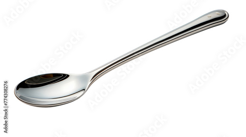 A sleek black-handled spoon against a pristine white backdrop