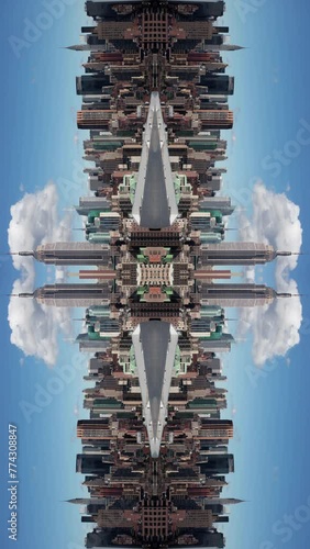  pattern of new york skyline in vertical photo