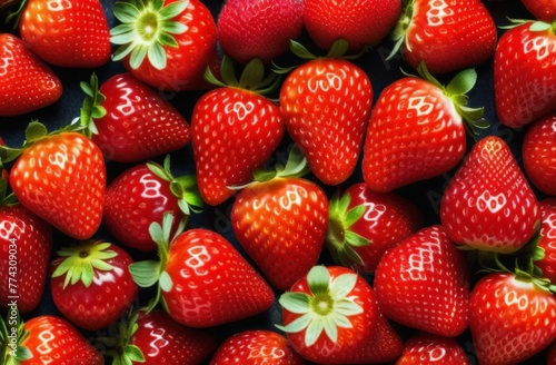 background from freshly harvested strawberries  directly above