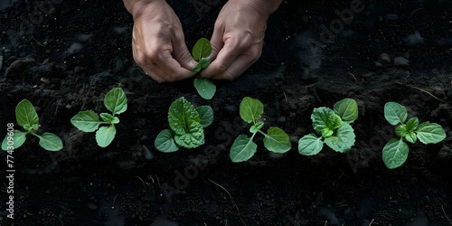 Transplanting Vegetable Seedlings into Raised Beds: Hobby Farming with Organic Plants. Concept Raised Beds, Vegetable Seedlings, Transplanting, Organic Plants, Hobby Farming