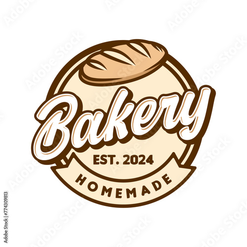 Bakery shop Logo sign badge isolated. Bakery Logo vintage design vector illustration template icon.