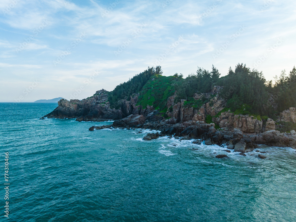 Aerial photography of the summer coastline of Dahuajiao, Wanning, Hainan, China Aerial photography of the summer coastline of Dahuajiao, Wanning, Hainan, China