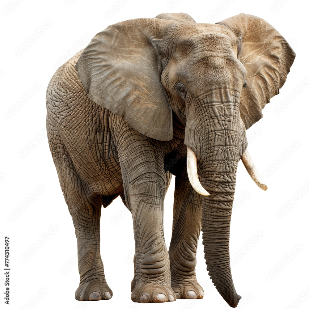 African Elephant Isolated on Transparent Background