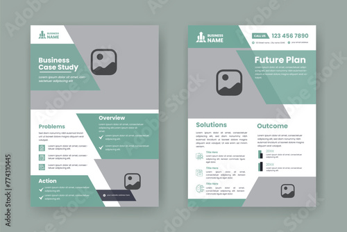 Case Study Layout Flyer. Minimalist Business Report with Simple Design. Sage Green Accent.