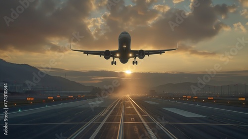Sunset Soar: Capturing the Majesty of a Plane Taking Flight