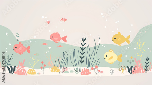 Cute Underwater Reef Illustration - Minimalist Style