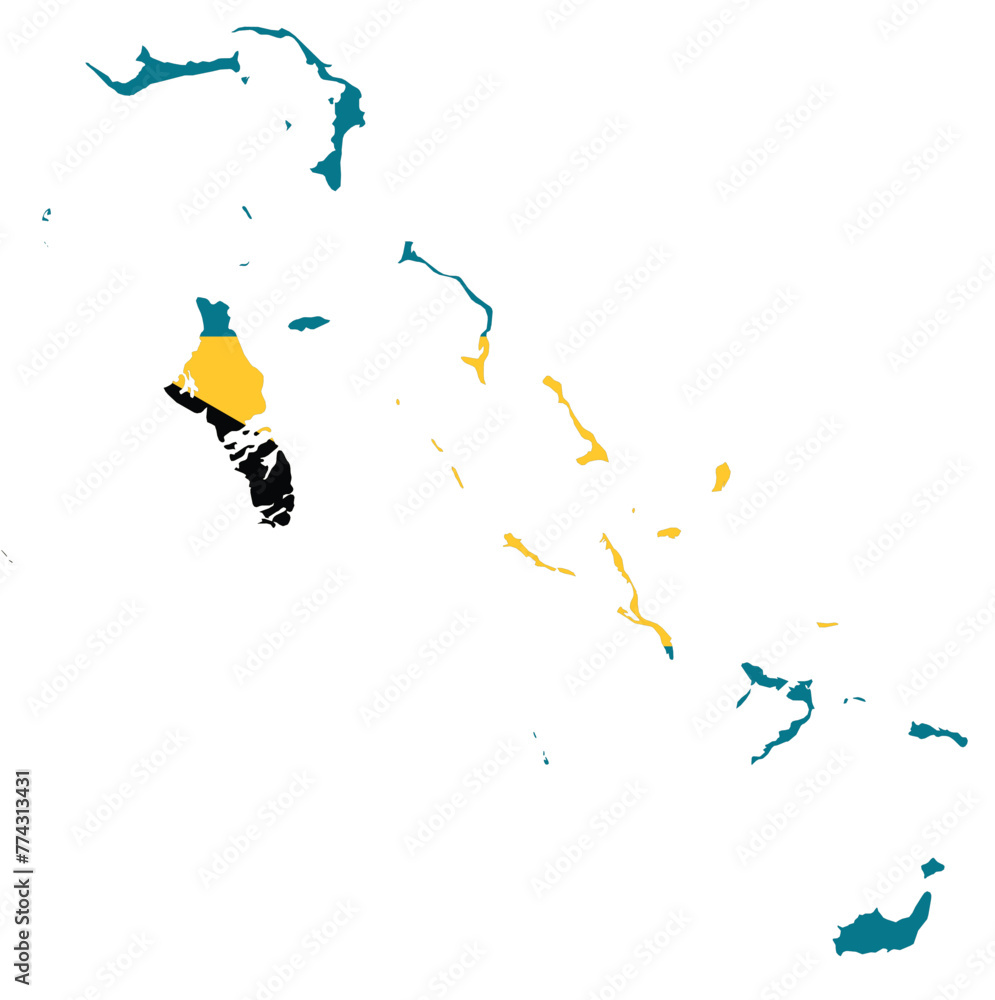 Outline of the map of Bahamas with regions Stock Vector | Adobe Stock