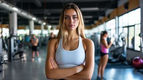 Fit Woman at Fitness Gym  Female Athlete  Female Strength