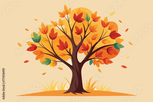 Minimalist Autumn tree with colorful foliage © Chayon Sarker