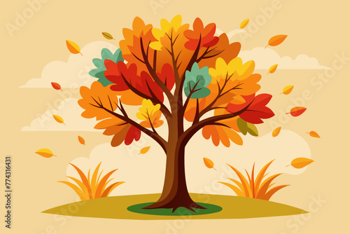 Minimalist Autumn tree with colorful foliage © Chayon Sarker