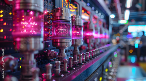  The quantum computer uses quantum effects for calculations. Close-up, blurred effect photo