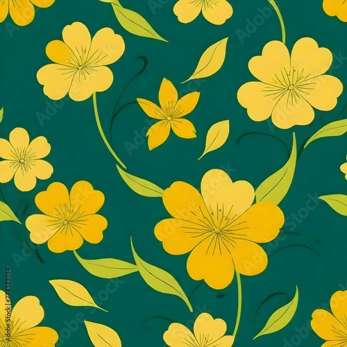 Leaves and floral pattern in plain background