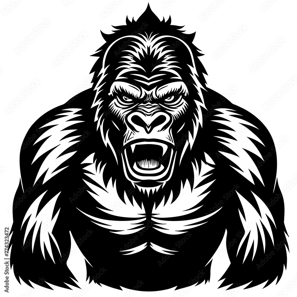 Obraz premium gorilla silhouette vector illustration svg file