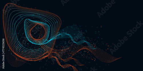 Abstract Digital blue particles wave and light abstract wide screen background with shining dots. Particles background design. wave background design with dots. Abstract background design. Vector.