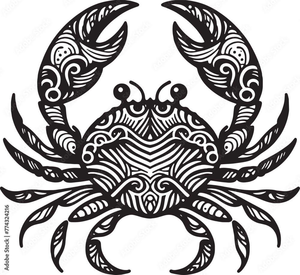 Fototapeta premium Vector vintage crab drawing Hand drawn monochrome seafood illustration EPS 10