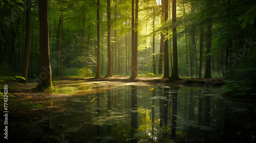 Reflections of Serenity: The Peaceful Forest Glade