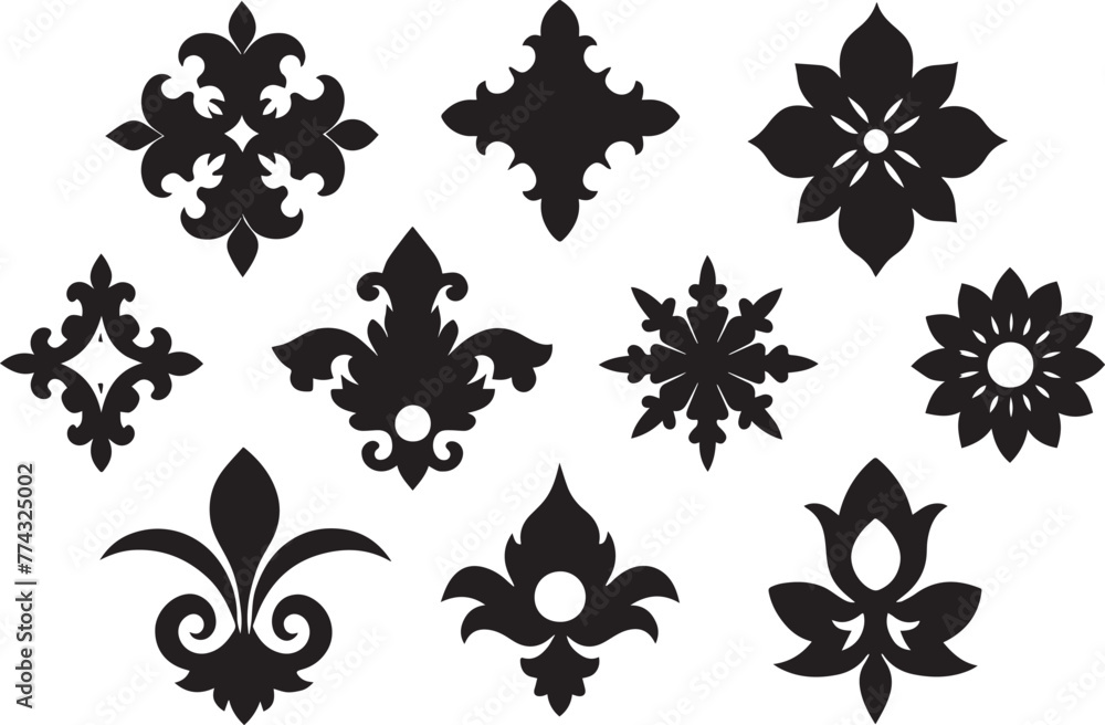 Set of graphic design vector flower ornaments. Hand drawn vector illustration Set of graphic design vector flower ornaments. Hand drawn vector illustration