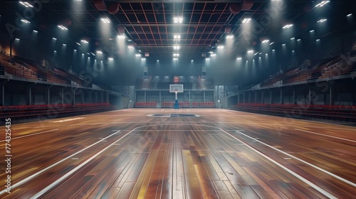 Basketball court. Sport arena. background. unfocus in long shot distance. AI generated illustration