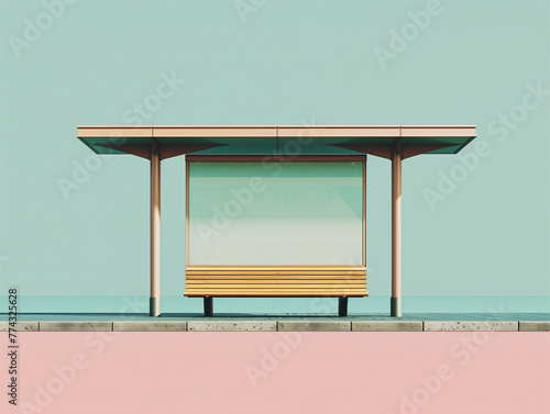 Urban Lifestyle: Contemporary Bus Stop on Colorful Backdrop