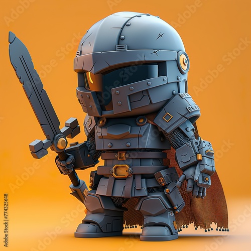 Fantastic Knight In Armor Toy. Illustration On The Theme Of Fantasy, Comics And Cartoons. Generative AI