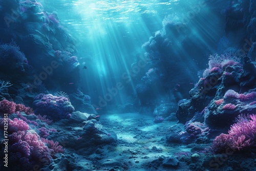 Stunning underwater landscape. Realistic modern background