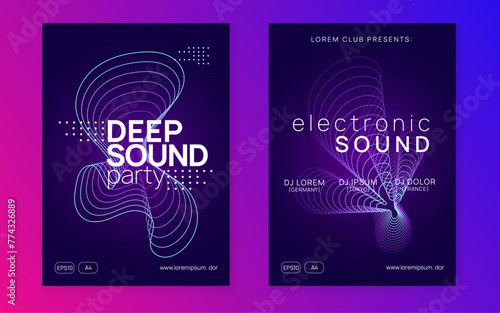 Night Club Flyer. Trance Invite. Techno Concert Graphic. Green Sound Set. Discotheque Magazine. Blue Fest Event. Soundwave Beat Illustration. Pink Night Club Flyer