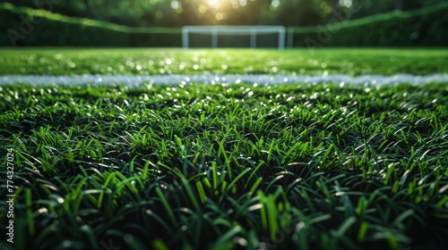 Aerial Green Grass Texture for Soccer Fields Generative AI