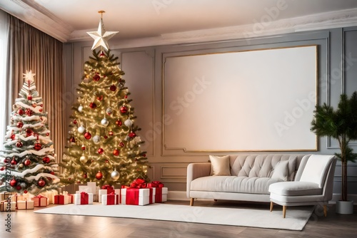 living room with christmas decoration