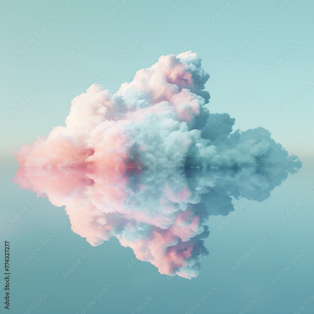 Heavenly Solitude: Cloud Isolated on Color Background